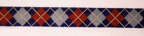 The Meredith Collection Argyle Navy Background Gray Red Khaki Needlepoint Canvas