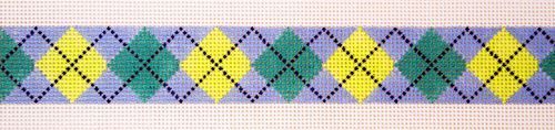 The Meredith Collection Argyle Sage Background Red Brown Gold Needlepoint Canvas