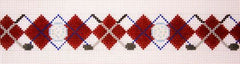 The Meredith Collection Crossed Clubs Argyle Red Belt Needlepoint Canvas