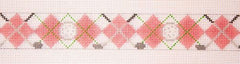The Meredith Collection Crossed Clubs Argyle Pink Belt Needlepoint Canvas