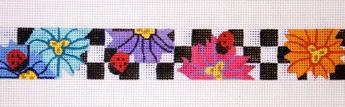 The Meredith Collection Black and White Checks and Ladybugs Belt Needlepoint Canvas