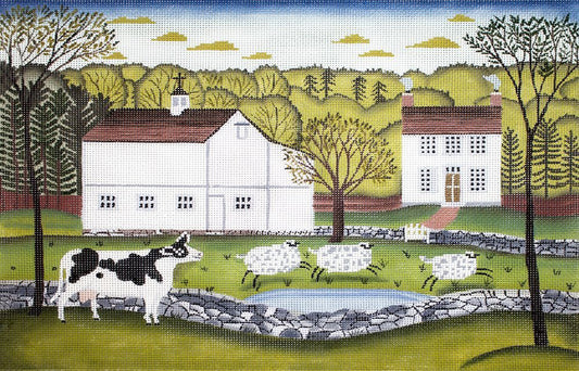 Painted Pony Designs White Farm Needlepoint Canvas
