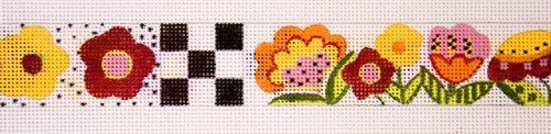 The Meredith Collection Bloomers and Checks Belt Needlepoint Canvas