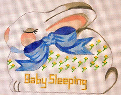 The Meredith Collection Sleepy Bunny Baby Sleeping Blue Needlepoint Canvas