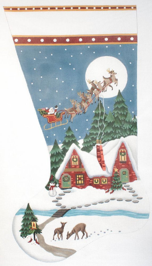 Melissa Shirley Designs Snowy Red House Stocking Needlepoint Canvas
