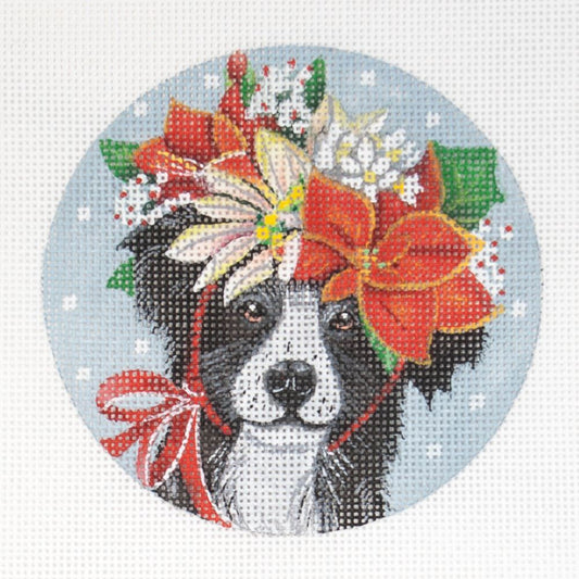 Melissa Shirley Designs Mary Lake-Thompson Border Collie X-mas Needlepoint Canvas