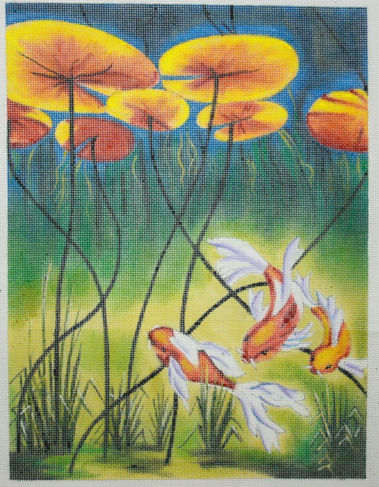 PLD Designs Karen Dukes Koi Daydreaming Needlepoint Canvas