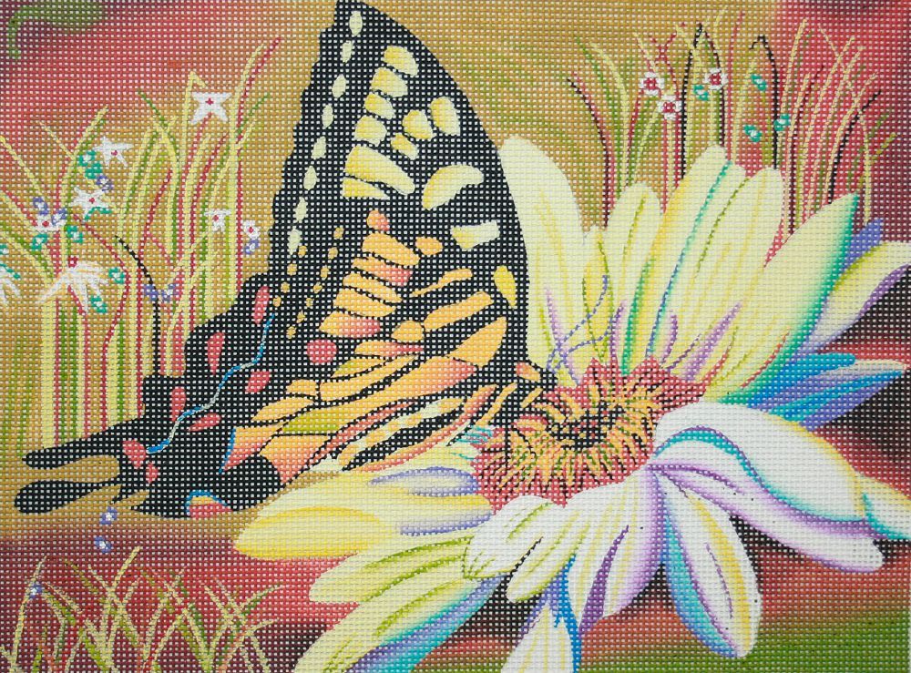 PLD Designs Karen Dukes Butterfly and Daisy Needlepoint Canvas