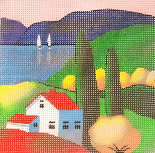 The Collection Designs House By the Lake Needlepoint Canvas