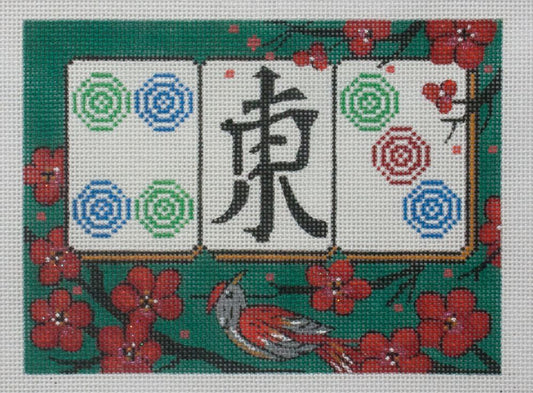 Alice Peterson Co. Cherry Bossom Green Mah Jongg Needlepoint Canvas