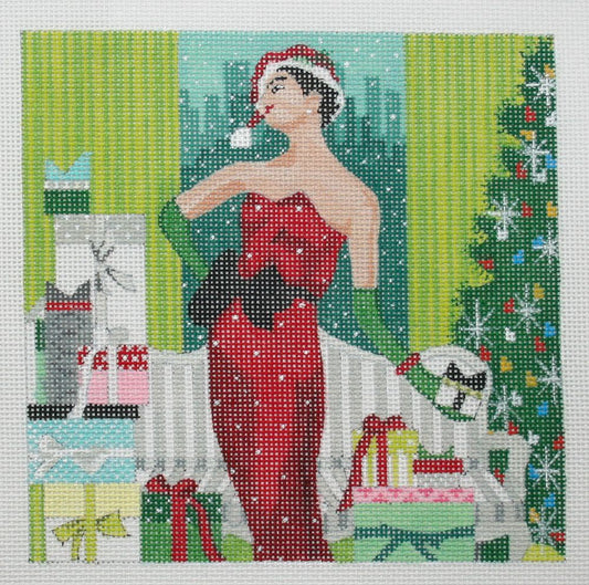 Painted Pony Designs Christmas Girl Needlepoint Canvas