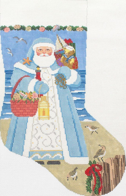 Susan Roberts Needlepoint Nautical Santa Tree Topper Needlepoint Canvas