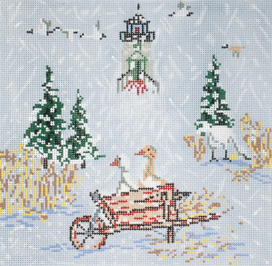 Cooper Oaks Design Snow Birds Needlepoint Canvas