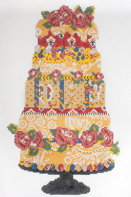 Cooper Oaks Design Gold/Rose Cake Needlepoint Canvas