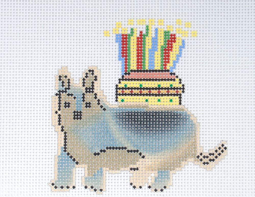 Cooper Oaks Design Corgi w/ Cake Needlepoint Canvas