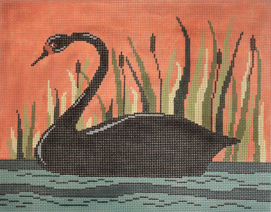 Cooper Oaks Design Black Swan Needlepoint Canvas