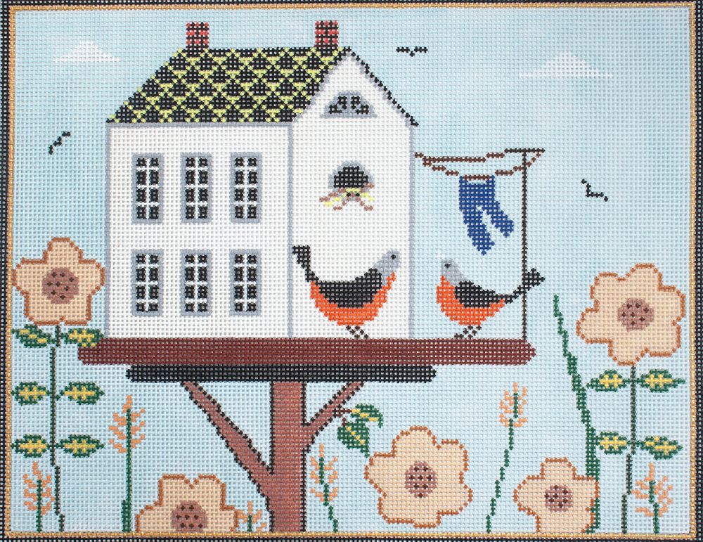 Cooper Oaks Design Summer Birdhouse Needlepoint Canvas