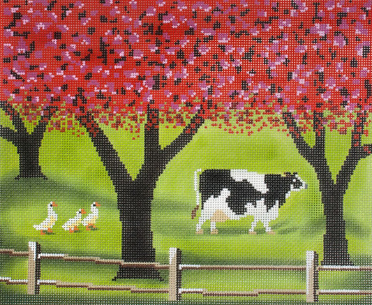 Cooper Oaks Design Spring Cow Needlepoint Canvas