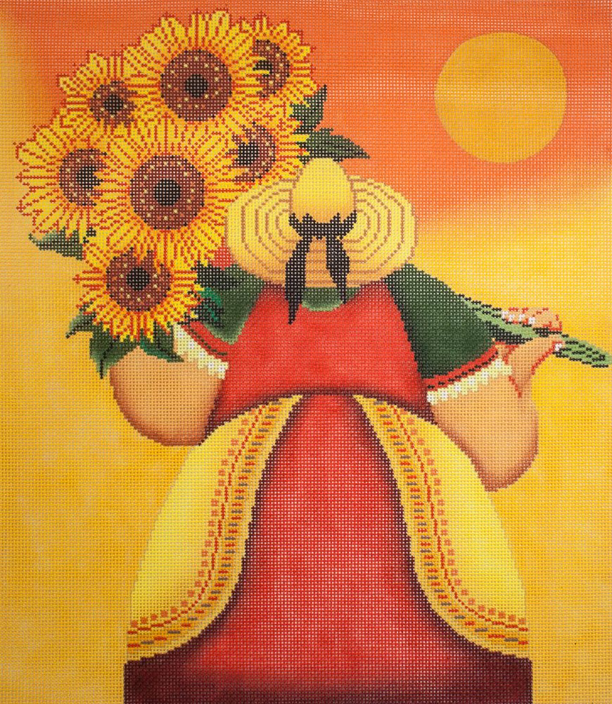 Cooper Oaks Design Woman w/ Sunflowers Needlepoint Canvas