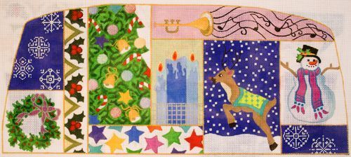 The Meredith Collection Christmas Patchwork Needlepoint Canvas