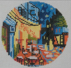 Changing Woman Designs Van Gogh Night Cafe Ornament Round Needlepoint Canvas