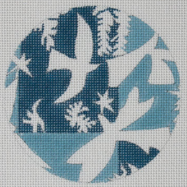 Changing Woman Designs Matisse Polynesian Birds Ornament Round Needlepoint Canvas