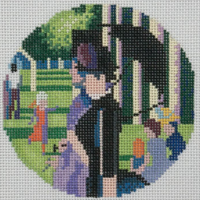 Changing Woman Designs Seurat La Grande Jatte Ornament Round Needlepoint Canvas