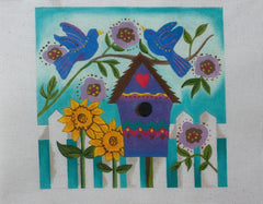 Sundance Designs Blue Birdhouse Needlepoint Canvas