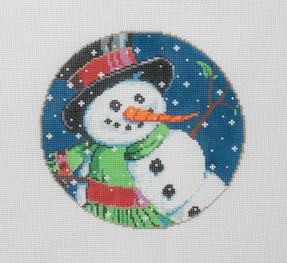 Fleur de Paris Corp Frosty Snowman Ornament Needlepoint Canvas