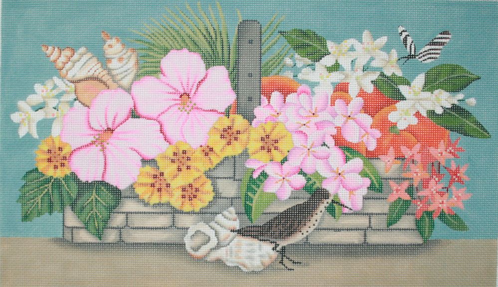 Melissa Shirley Designs Tropical Basket Needlepoint Canvas