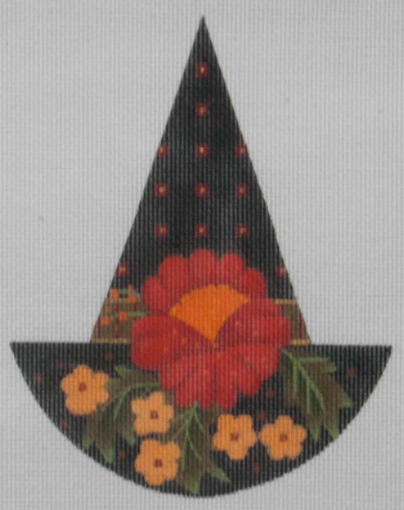 Melissa Shirley Designs Witch Hat - Big Red Flower Needlepoint Canvas