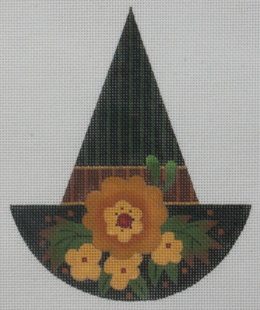 Melissa Shirley Designs Witch Hat - Gold Flower Needlepoint Canvas