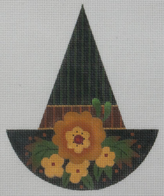 Melissa Shirley Designs Witch Hat - Gold Flower Needlepoint Canvas