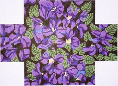 Whimsy and Grace Violets Study in Black Brick Needlepoint Canvas