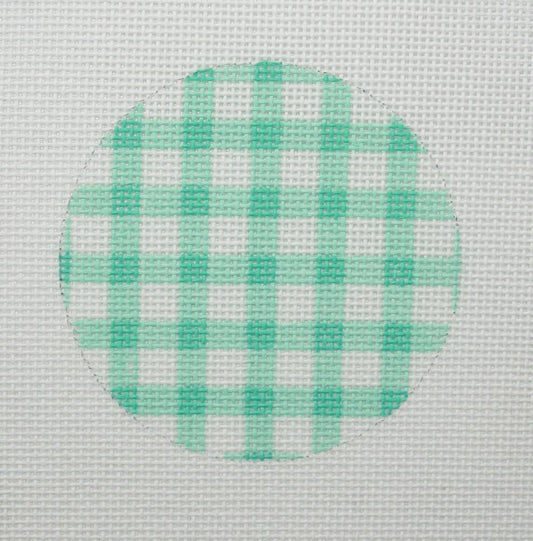 Kate Dickerson Needlepoint Collections Bright Disk Letter - Turquoise Gingham Needlepoint Canvas