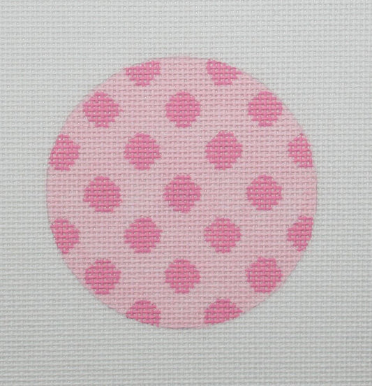 Kate Dickerson Needlepoint Collections Bright Disk Letter - Pink Polka Dots Needlepoint Canvas