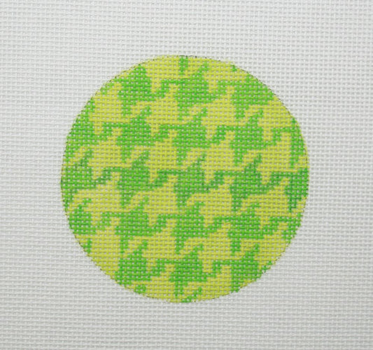 Kate Dickerson Needlepoint Collections Bright Disk Letter - Kelly & Lime Houndstooth, Hot Pink Letter Needlepoint Canvas