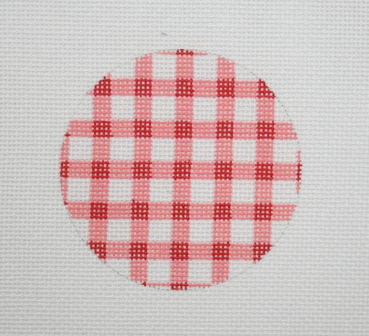 Kate Dickerson Needlepoint Collections Bright Disk Letter - Nantucket Red Gingham, Marine Blue Letter Needlepoint Canvas