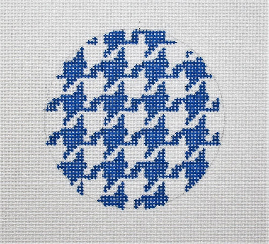 Kate Dickerson Needlepoint Collections Bright Disk Letter - Navy & White Houndstooth Needlepoint Canvas