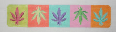 Kate Dickerson Needlepoint Collections Cuff - Weed Leaves - Andy Warhol Colors Needlepoint Canvas