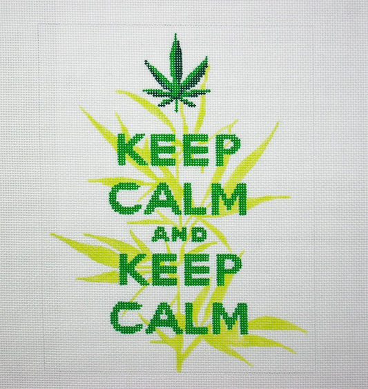 Kate Dickerson Needlepoint Collections Drake Dickerson - “Keep Calm & Keep Calm” with Weed Branch Needlepoint Canvas