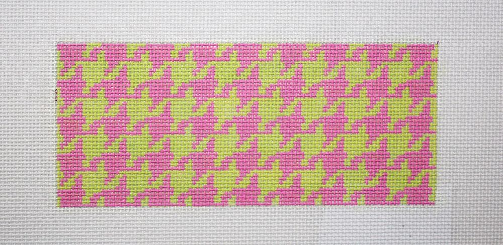 Kate Dickerson Needlepoint Collections Jewelry Box/Wallet Insert - Houndstooth - Pink & Lime Needlepoint Canvas