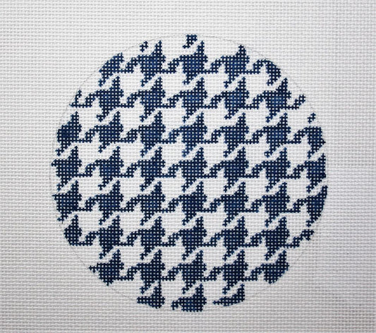 Kate Dickerson Needlepoint Collections Insert - Houndstooth - Marine Blue & White Needlepoint Canvas - 4 Round