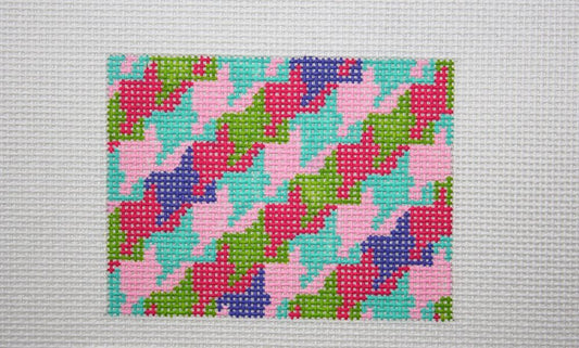 Kate Dickerson Needlepoint Collections Credit Card Case Insert - Houndstooth - Bright Multi Needlepoint Canvas