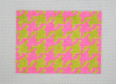 Kate Dickerson Needlepoint Collections Credit Card Case Insert - Houndstooth - Pink & Lime Needlepoint Canvas