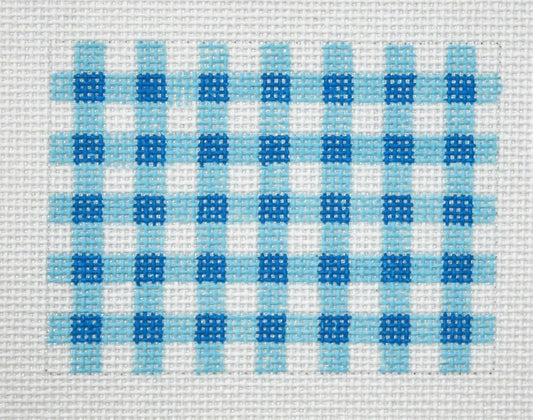 Kate Dickerson Needlepoint Collections Insert - Gingham - Blues Needlepoint Canvas - 3.5 x 2.5