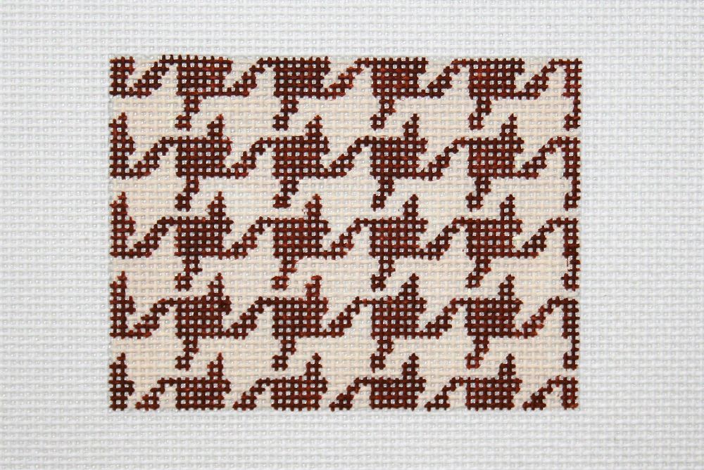 Kate Dickerson Needlepoint Collections Credit Card Case Insert - Houndstooth - Brown & Tan Needlepoint Canvas