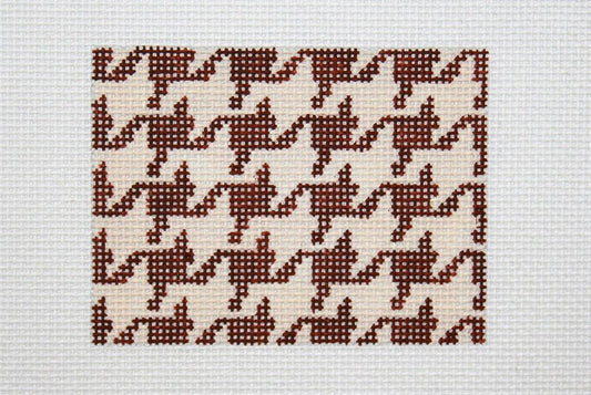 Kate Dickerson Needlepoint Collections Credit Card Case Insert - Houndstooth - Brown & Tan Needlepoint Canvas