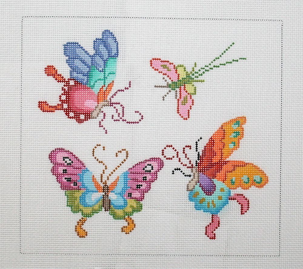 Kate Dickerson Needlepoint Collections Chinese Butterflies & Dragonfly Needlepoint Canvas