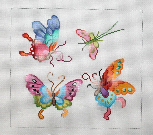Kate Dickerson Needlepoint Collections Chinese Butterflies & Dragonfly Needlepoint Canvas